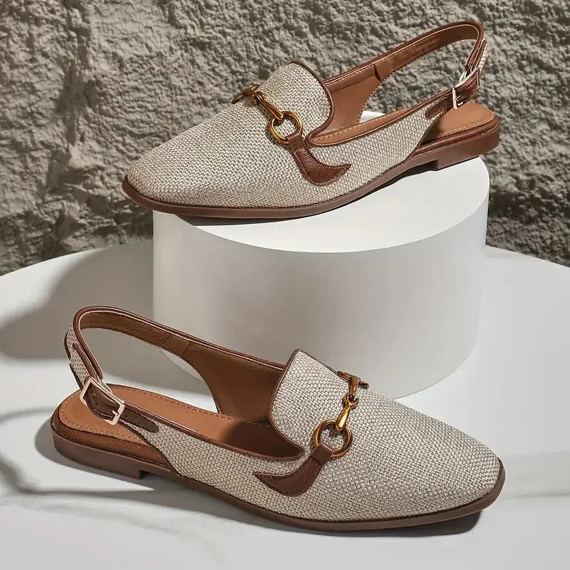 Belle Étoile Nice™ | Mocassins Slingback en Tissu avec Détail Métallique