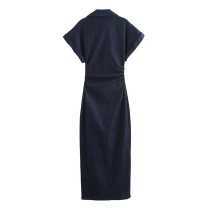 Sibelle™ | Robe Midi en Denim Élégante à Boutons