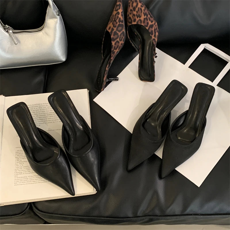 Belle Étoile Nice™ | Mules Léopard à Bout Pointu et Talon Fin