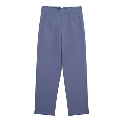 Belle Étoile Nice™ | Pantalon droit taille haute zippé – Élégance vintage