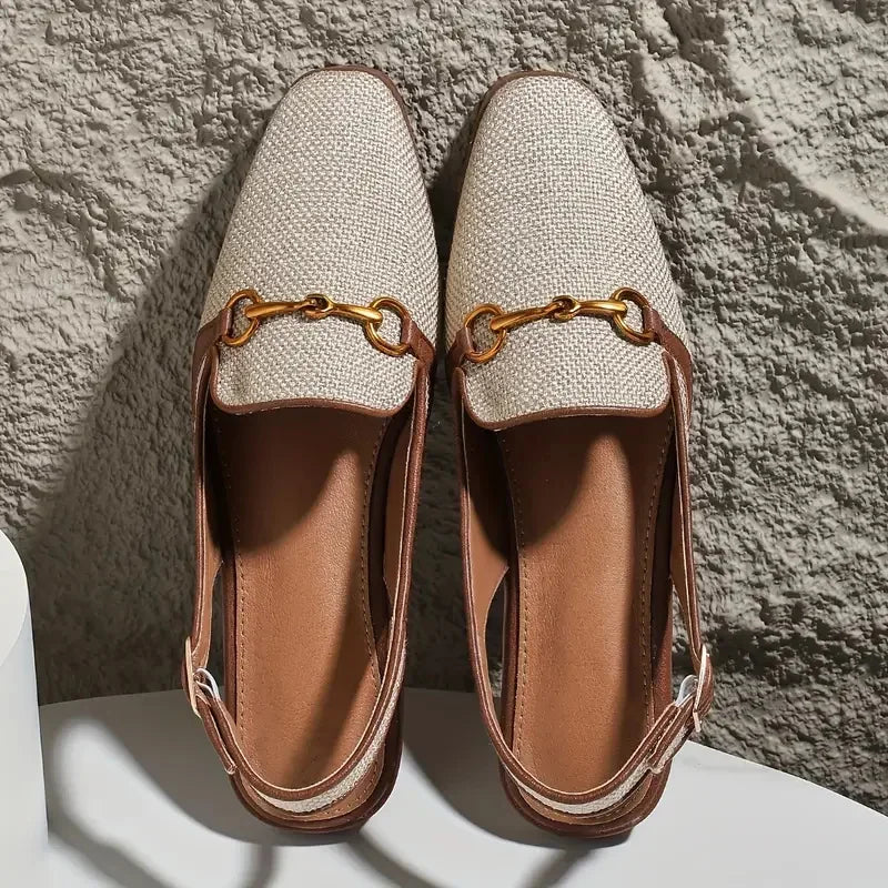 Belle Étoile Nice™ | Mocassins Slingback en Tissu avec Détail Métallique