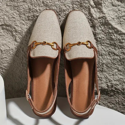 Belle Étoile Nice™ | Mocassins Slingback en Tissu avec Détail Métallique