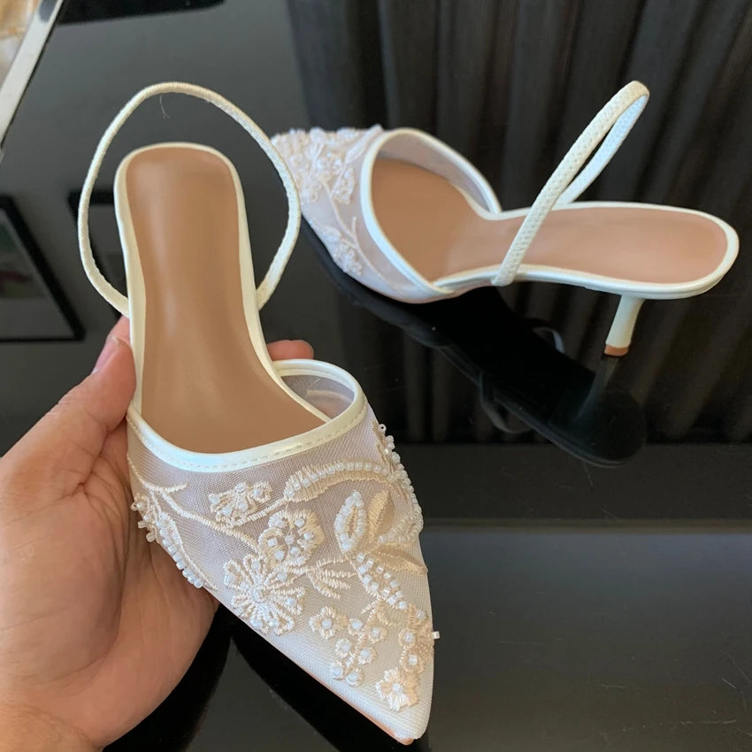 Belle Étoile Nice™ | Escarpins Slingback à Broderies Florales