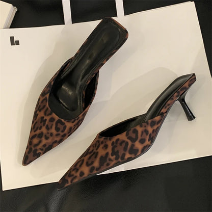 Belle Étoile Nice™ | Mules Léopard à Bout Pointu et Talon Fin