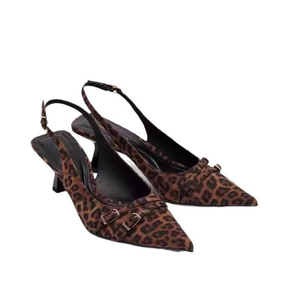 Belle Étoile Nice™ | Slingbacks Léopard à Bout Pointu et Talon Bas