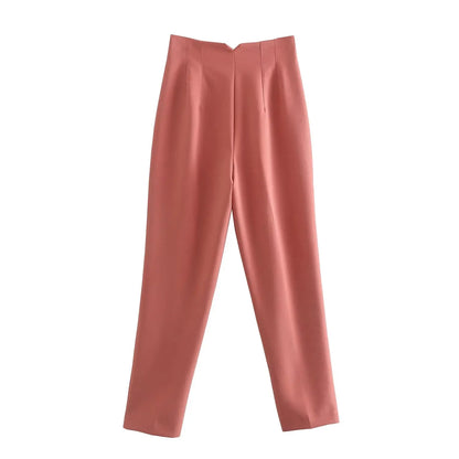 Belle Étoile Nice™ | Pantalon droit taille haute zippé – Élégance vintage