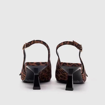 Belle Étoile Nice™ | Slingbacks Léopard à Bout Pointu et Talon Bas