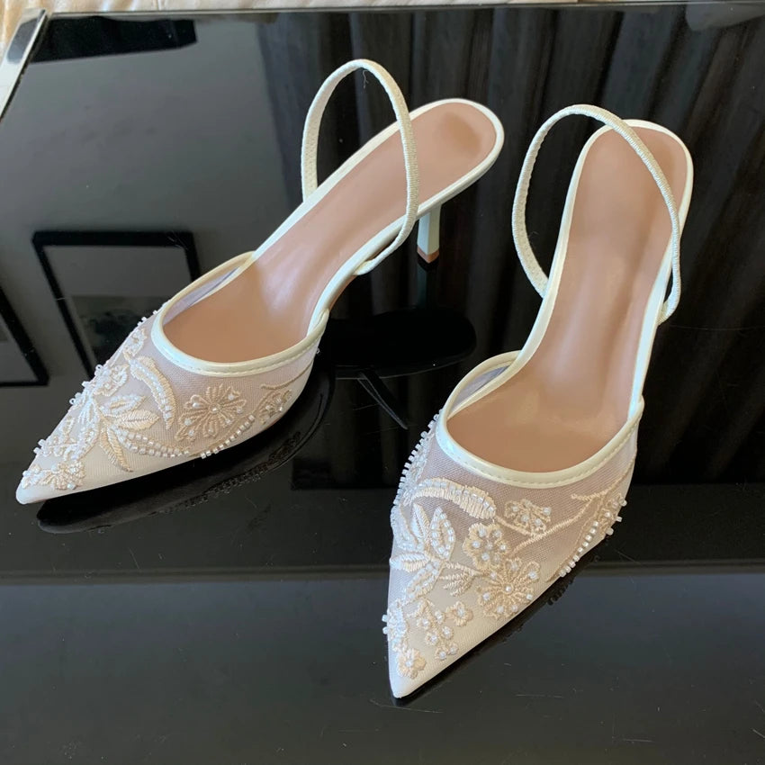 Belle Étoile Nice™ | Escarpins Slingback à Broderies Florales