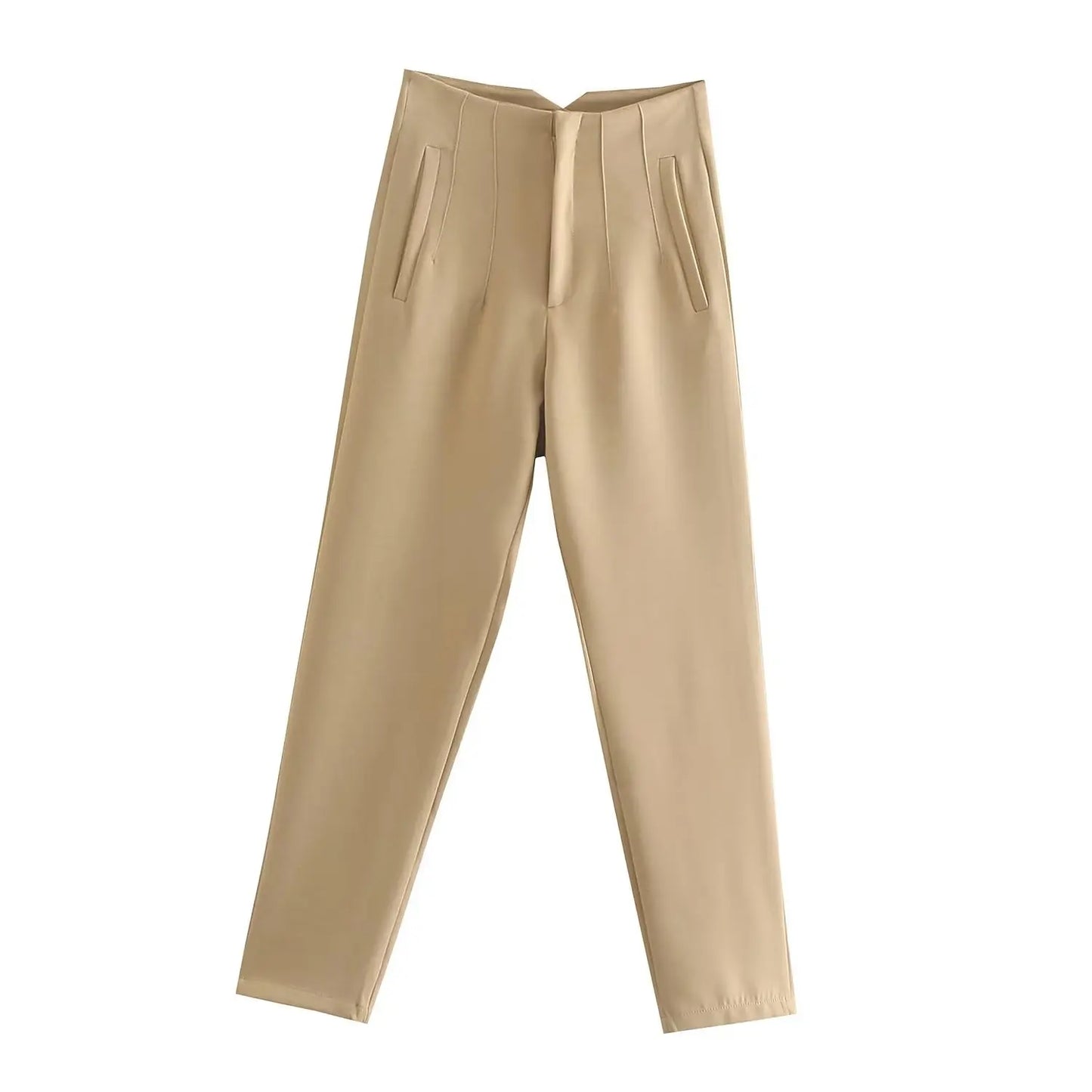 Belle Étoile Nice™ | Pantalon droit taille haute zippé – Élégance vintage