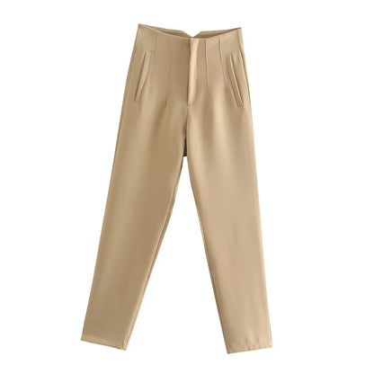 Belle Étoile Nice™ | Pantalon droit taille haute zippé – Élégance vintage