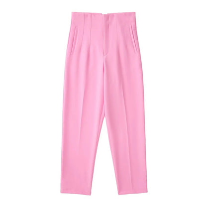 Belle Étoile Nice™ | Pantalon droit taille haute zippé – Élégance vintage