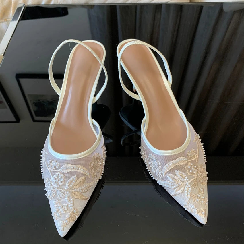 Belle Étoile Nice™ | Escarpins Slingback à Broderies Florales