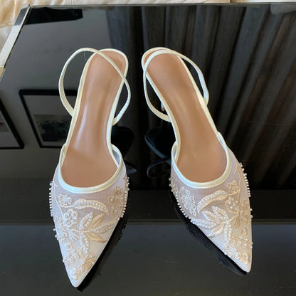 Belle Étoile Nice™ | Escarpins Slingback à Broderies Florales