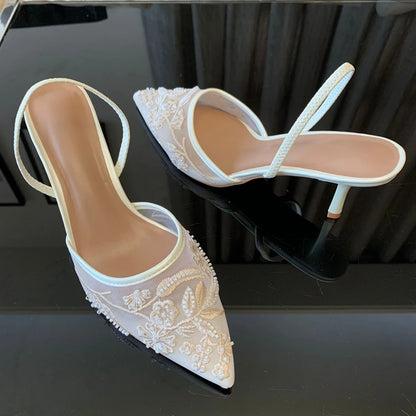 Belle Étoile Nice™ | Escarpins Slingback à Broderies Florales