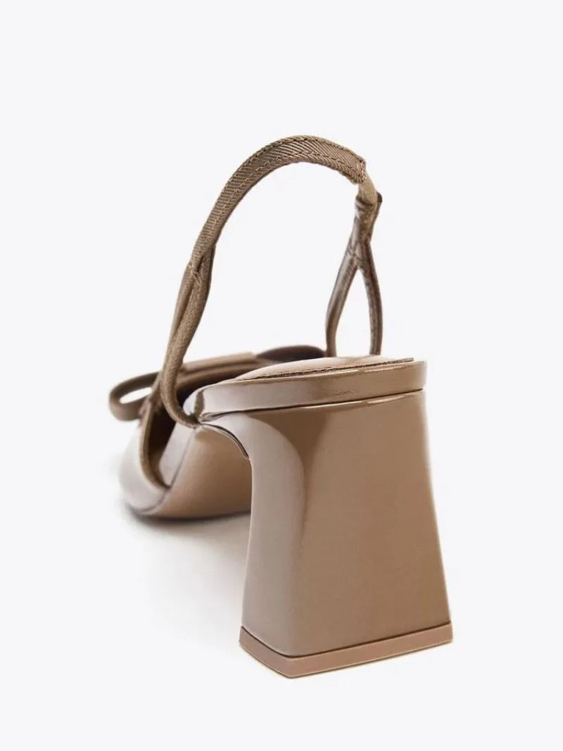 Belle Étoile Nice™ | Slingbacks Vernis à Nœud et Talon Bloc