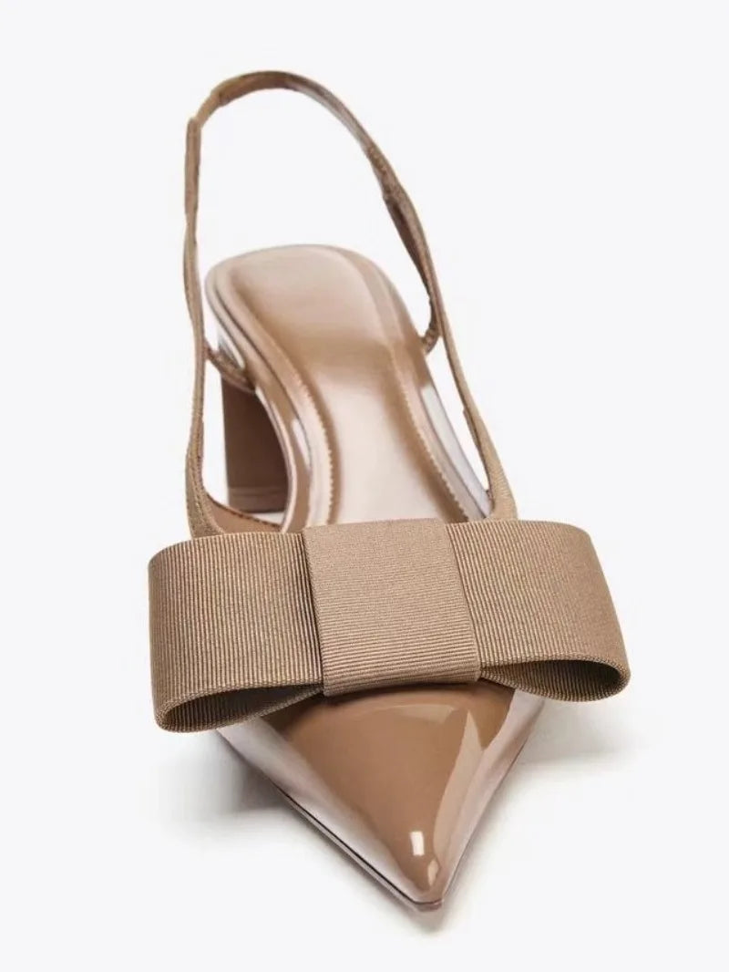 Belle Étoile Nice™ | Slingbacks Vernis à Nœud et Talon Bloc