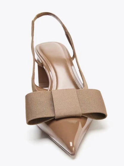 Belle Étoile Nice™ | Slingbacks Vernis à Nœud et Talon Bloc