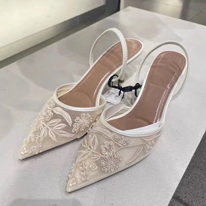 Belle Étoile Nice™ | Escarpins Slingback à Broderies Florales