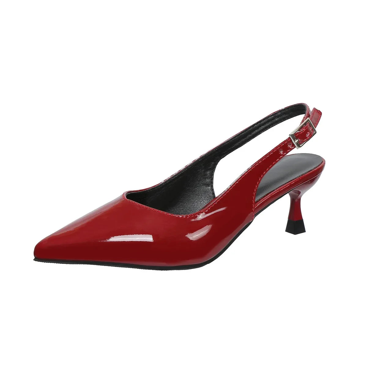 Elegant French Style Women's High Heels Wizardry 2024 New Sharp Toe Strapless Sandals With Ankle Strap Polyurethane Leather