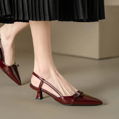 Belle Étoile Nice™ | Slingbacks Vernis à Bout Pointu et Talon Moyen