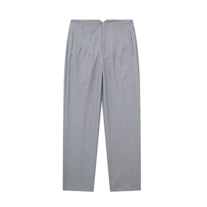 Belle Étoile Nice™ | Pantalon droit taille haute zippé – Élégance vintage