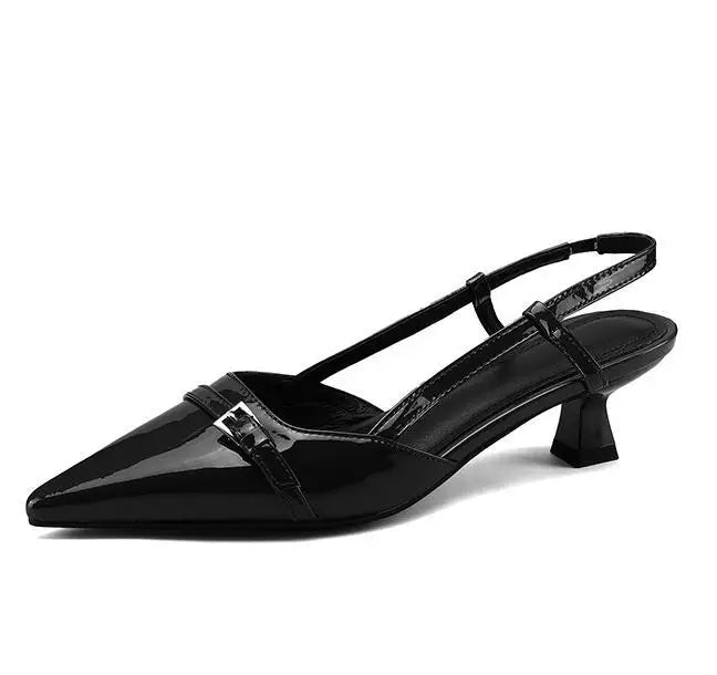Belle Étoile Nice™ | Slingbacks Vernis à Bout Pointu et Talon Moyen