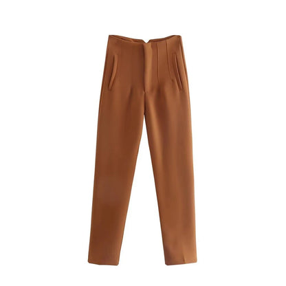 Belle Étoile Nice™ | Pantalon droit taille haute zippé – Élégance vintage
