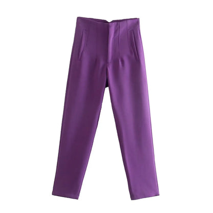 Belle Étoile Nice™ | Pantalon droit taille haute zippé – Élégance vintage