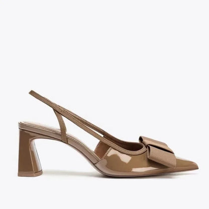 Belle Étoile Nice™ | Slingbacks Vernis à Nœud et Talon Bloc
