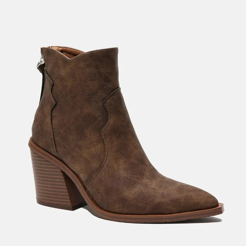 Belle Étoile Nice™ | Bottines Femme Style Western à Talons Épais en Similicuir