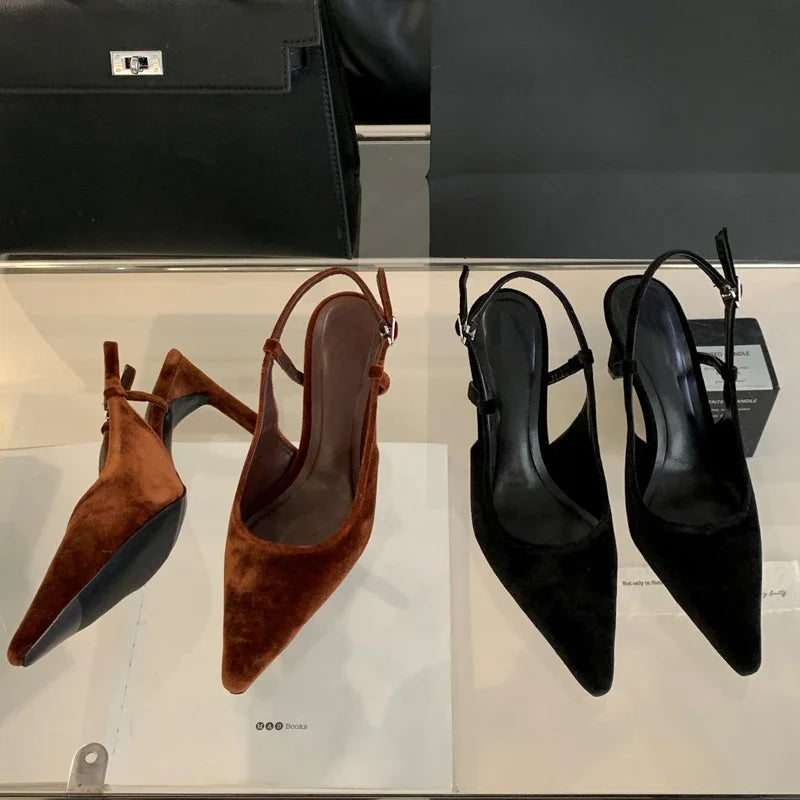 Aneikeh Spring Fashion Pointed Toe Women Pumps Sexy Thin High Heels Sandals Elegant Banquet Female Mule Shoes