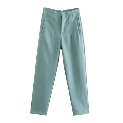 Belle Étoile Nice™ | Pantalon droit taille haute zippé – Élégance vintage