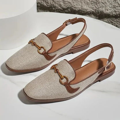 Belle Étoile Nice™ | Mocassins Slingback en Tissu avec Détail Métallique