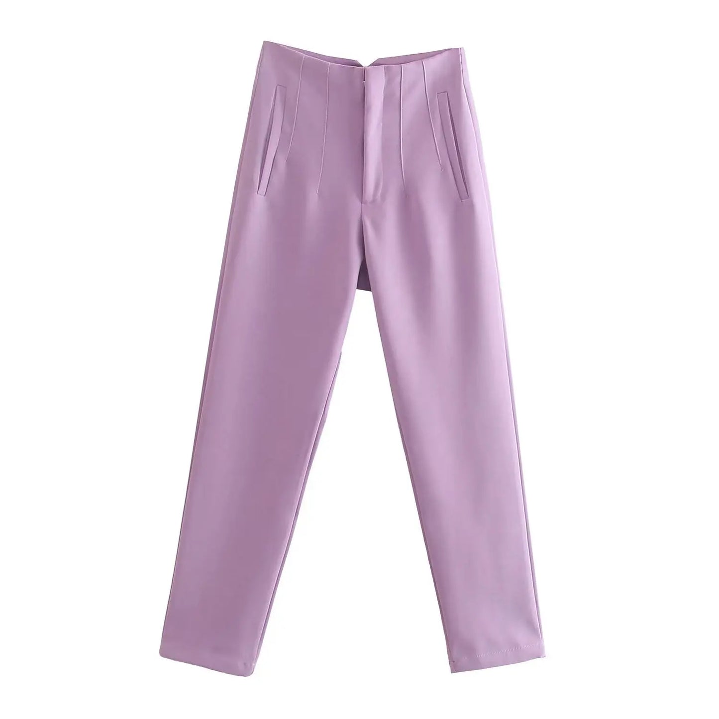 Belle Étoile Nice™ | Pantalon droit taille haute zippé – Élégance vintage