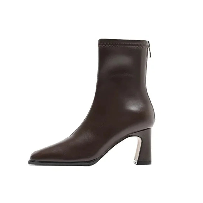 Bottines Femme Vintage à Talon Épais – Bout Carré et Chaudes
