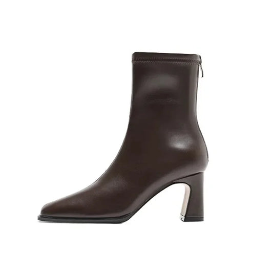 Bottines Femme Vintage à Talon Épais – Bout Carré et Chaudes
