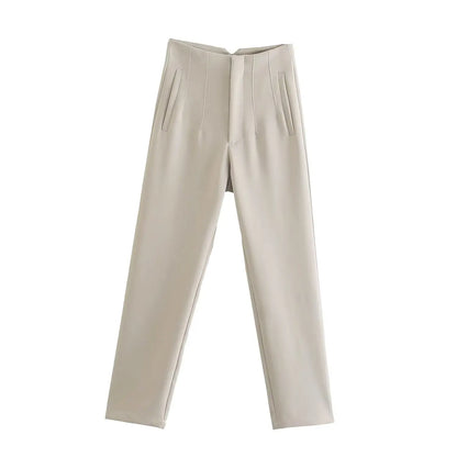 Belle Étoile Nice™ | Pantalon droit taille haute zippé – Élégance vintage