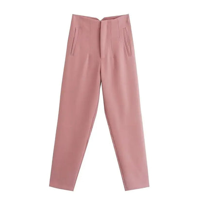 Belle Étoile Nice™ | Pantalon droit taille haute zippé – Élégance vintage