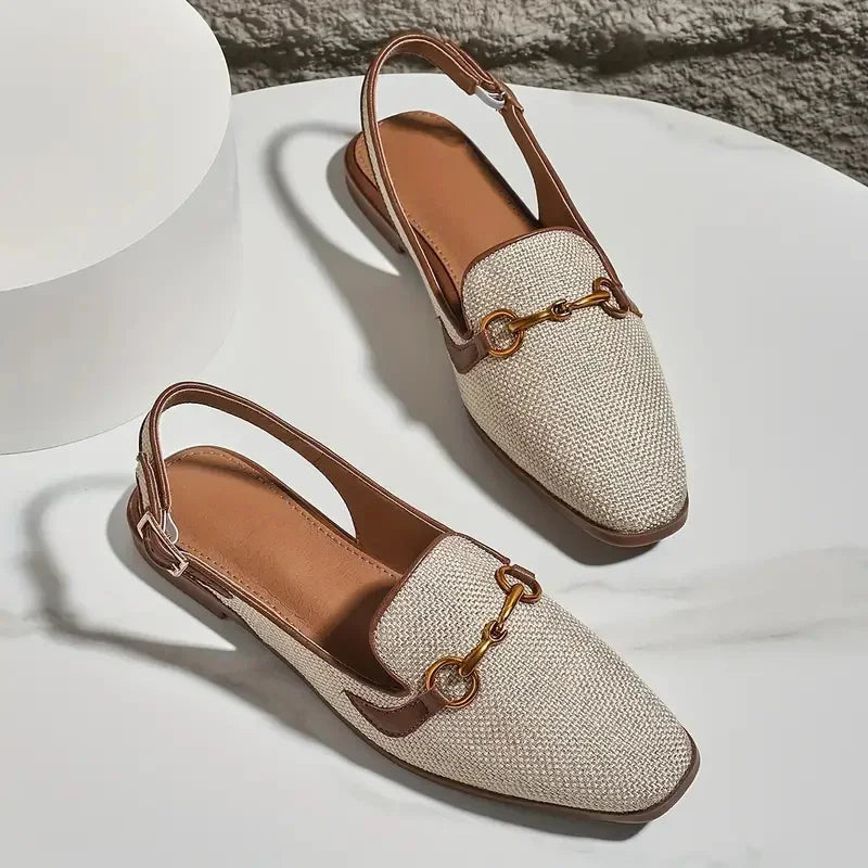 Belle Étoile Nice™ | Mocassins Slingback en Tissu avec Détail Métallique