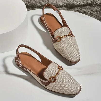 Belle Étoile Nice™ | Mocassins Slingback en Tissu avec Détail Métallique