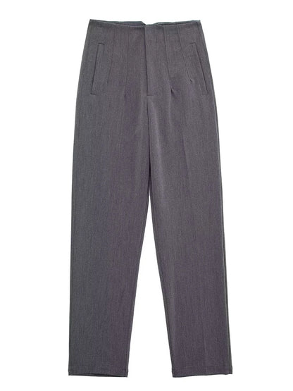 Belle Étoile Nice™ | Pantalon droit taille haute zippé – Élégance vintage