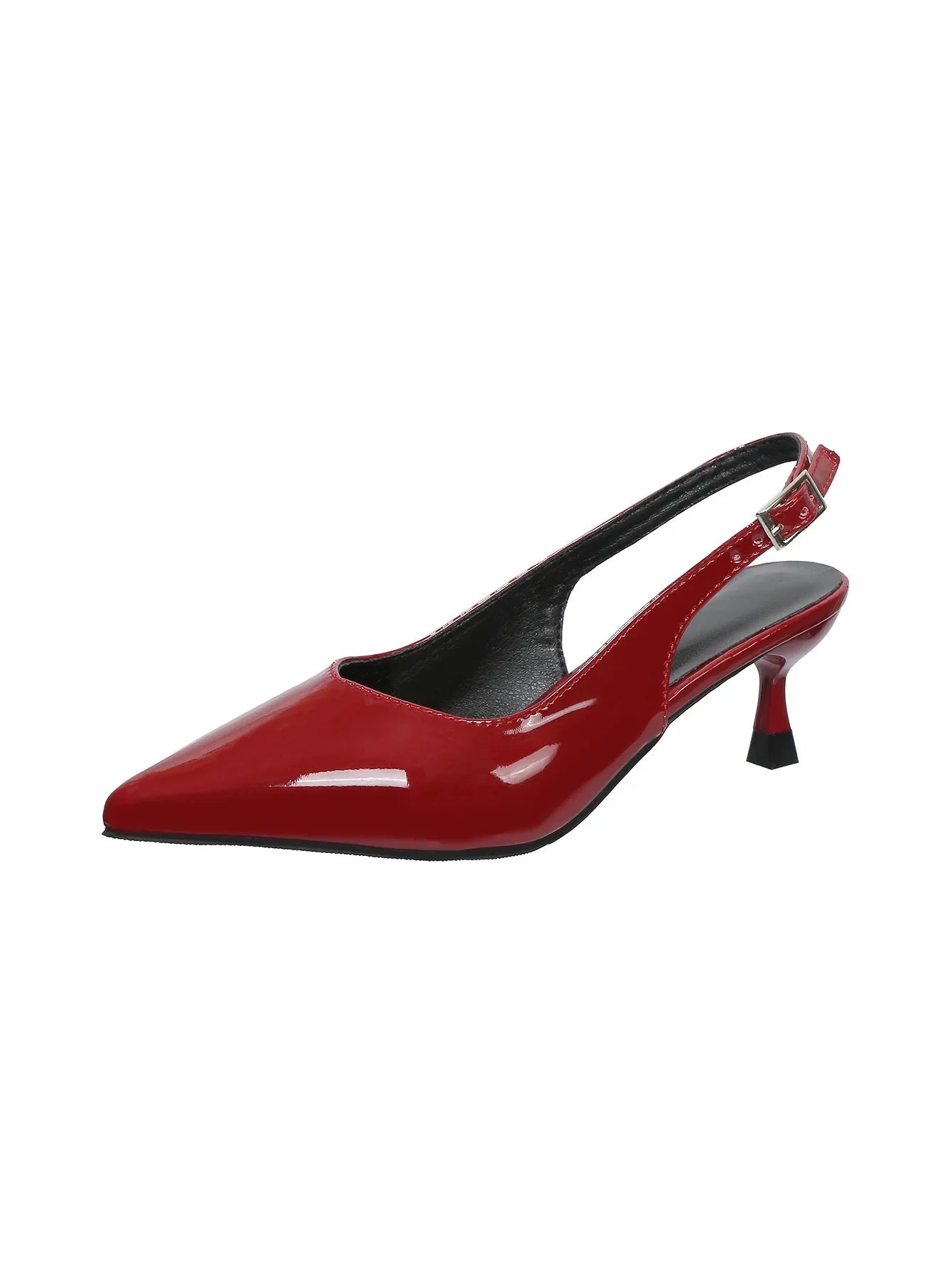 Elegant French Style Women's High Heels Wizardry 2024 New Sharp Toe Strapless Sandals With Ankle Strap Polyurethane Leather