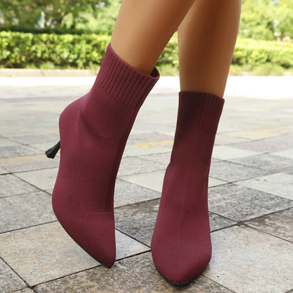 Belle Étoile Nice™ | Bottines Chaussettes Femme à Talons Aiguilles et Bout Pointu