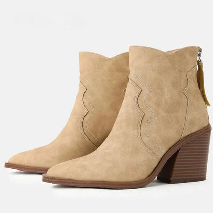 Belle Étoile Nice™ | Bottines Femme Style Western à Talons Épais en Similicuir