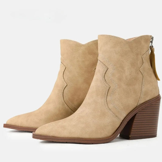 Belle Étoile Nice™ | Bottines Femme Style Western à Talons Épais en Similicuir