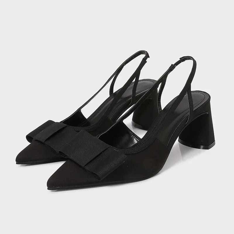 Belle Étoile Nice™ | Slingbacks Vernis à Nœud et Talon Bloc