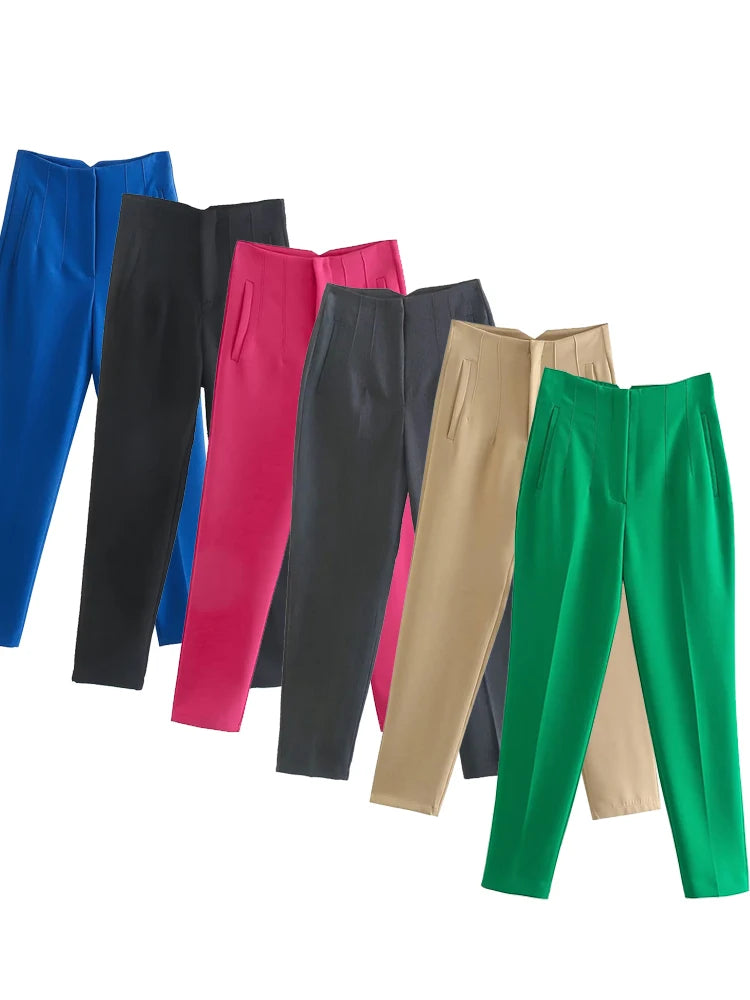 Belle Étoile Nice™ | Pantalon droit taille haute zippé – Élégance vintage