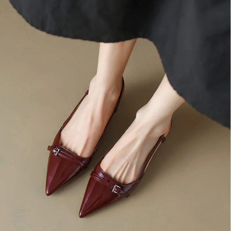 Belle Étoile Nice™ | Slingbacks Vernis à Bout Pointu et Talon Moyen