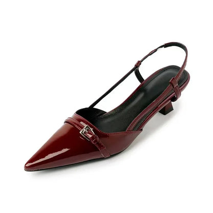 Belle Étoile Nice™ | Slingbacks Vernis à Bout Pointu et Talon Moyen