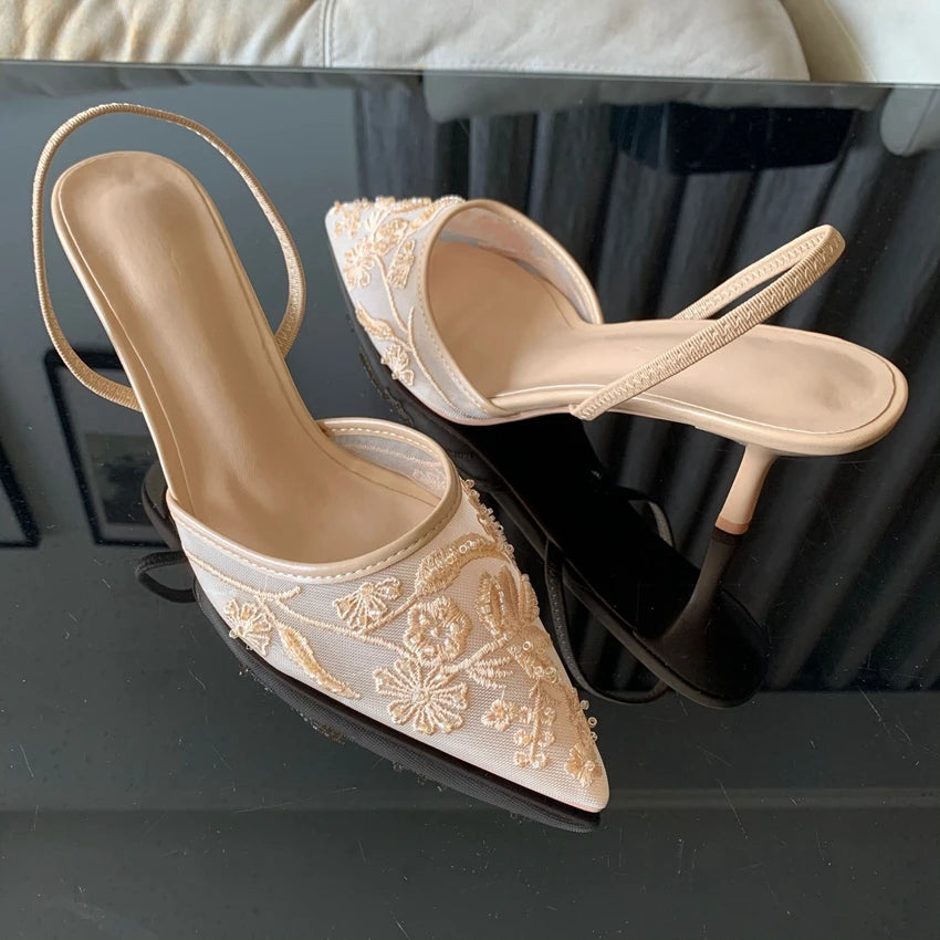 Belle Étoile Nice™ | Escarpins Slingback à Broderies Florales